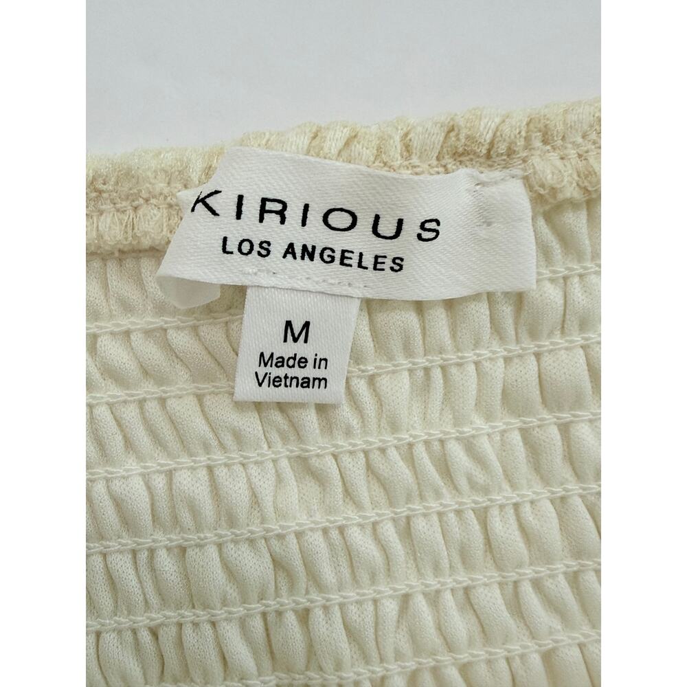 Kirious Cream Lace Crop Tank Top Coquette Cottagecore Ruffle Peplum M - Picture 3 of 6